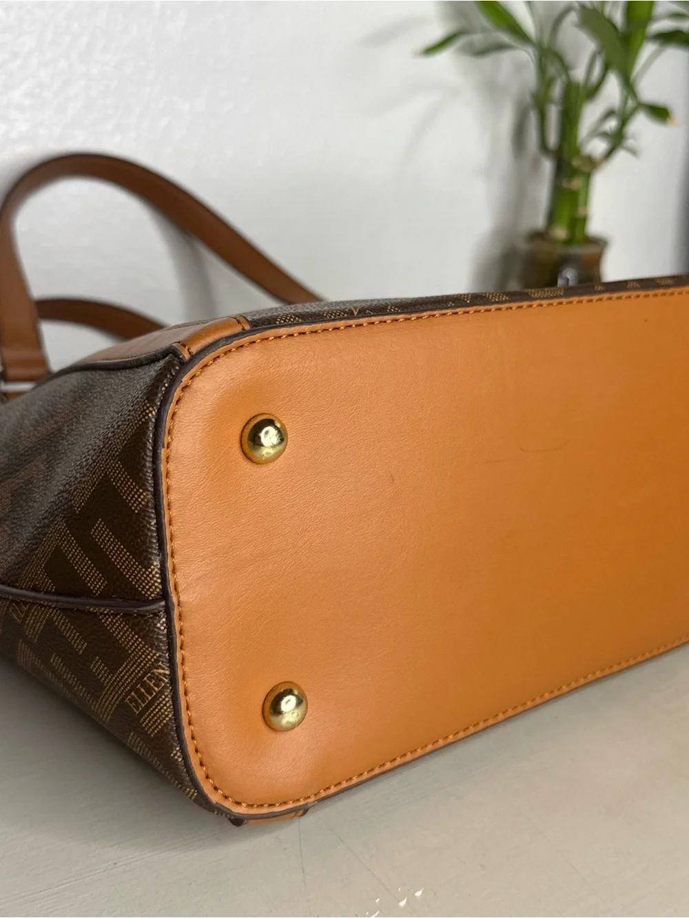 Ellen Tracy - Brown Monogram Tote with Tan Trim Brand New Bag